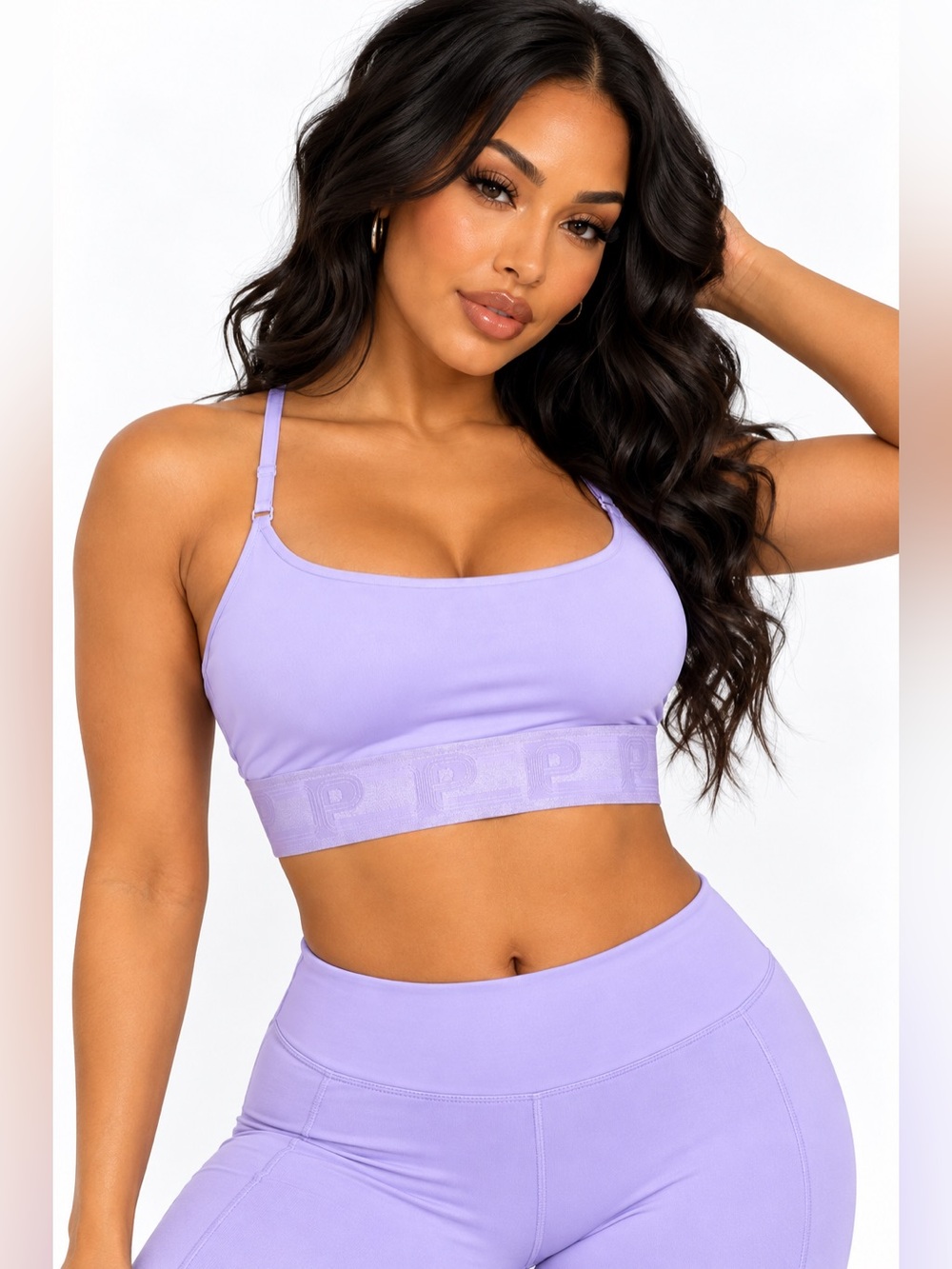 Victoria’s Secret PINK Lavender Logo Band Sports Bra Adjustable Straps